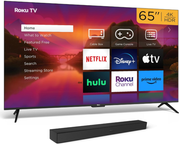 Roku 65" Select Series Smart TV & Wireless Soundbar Bundle - RokuTV Audio